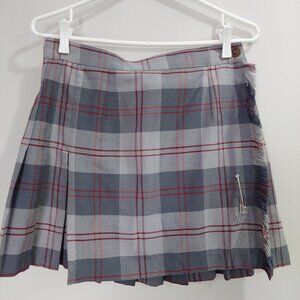Vintage McCarthy Uniforms Gray Plain Plaid PleatedSchool Skort Size 28